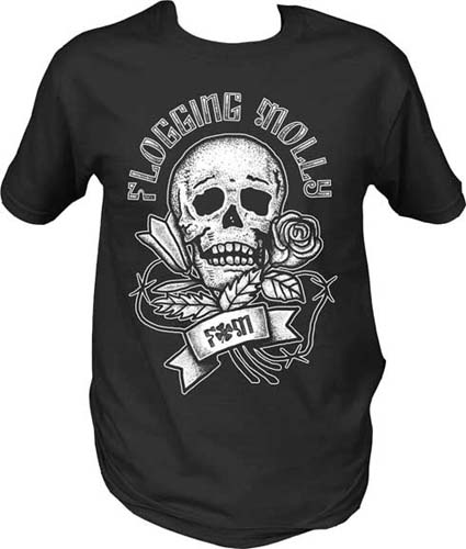 Flogging Molly- Skull & Roses on a black slim fit shirt