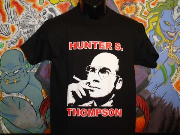 Hunter S Thompson-  Smoking on a black shirt