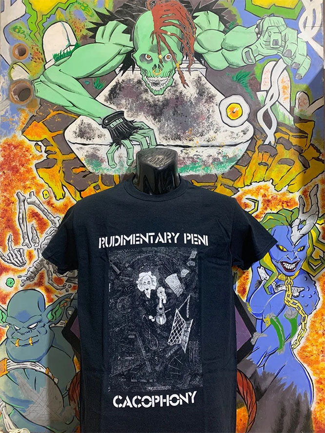 Rudimentary Peni- Cacophony on a black shirt