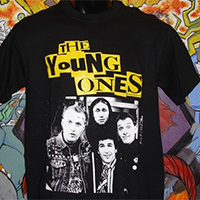 Young Ones- Cast (Yellow Logo) on a black shirt