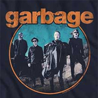 Garbage- Band Pic on a navy ringspun cotton shirt