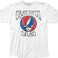Grateful Dead- Steal Your Face & Logo on a white ringspun cotton shirt (Sale price!)