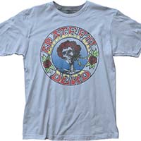 Grateful Dead- Skull & Roses on a light blue ringspun cotton shirt (Sale price!)