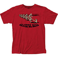 Grateful Dead- Skeleton Parade on a red ringspun cotton shirt (Sale price!)