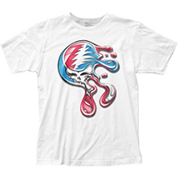 Grateful Dead- Liquid Steal Your Face on front, Logo on back on a white ringspun cotton shirt (Sale price!)