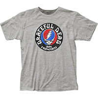 Grateful Dead- San Francisco Skull on a heather grey ringspun cotton shirt (Sale price!)