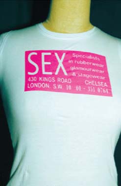 Sex (London Shop) on a white girls fitted shirt by Ghost Of 77 (Sale price!)