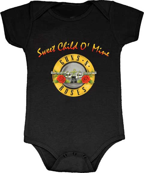 Guns N Roses- Sweet Child O Mine on a black onesie 