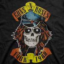 Guns N Roses- 1988 Tour on front & back on a black shirt