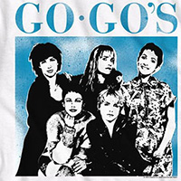 Go-Go's- Band Pic (Black & Blue Print) on a white ringspun cotton shirt