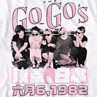 Go-Go's- Japan 1982 on a white ringspun cotton shirt