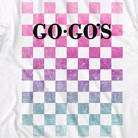 Go-Go's- Checker Logo on a white ringspun cotton shirt