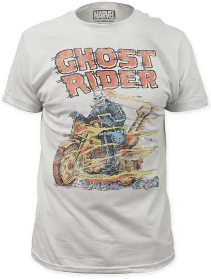 Marvel Comics- Ghost Rider, Hell On Wheels on a vintage white ringspun cotton shirt