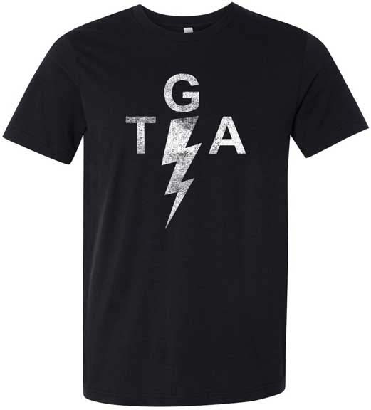 Gaslight Anthem- TGA Bolt on a black ringspun cotton shirt (Sale price!)