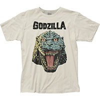 Godzilla- Straight On Face on a vintage white ringspun cotton shirt (Sale price!)