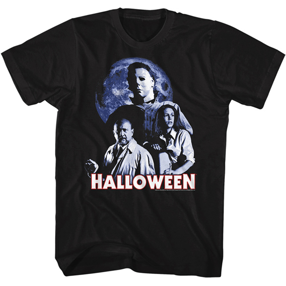Halloween- Triplicate Moon Pic on a black ringspun cotton shirt