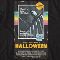 Halloween- VHS Cover on a black ringspun cotton shirt