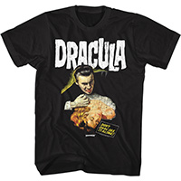 Hammer House Of Horror- Dracula, Don't Dare See It Alone! on a black ringspun cotton shirt