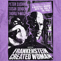 Hammer House Of Horror- Frankenstein Created Woman on a heather purple ringspun cotton shirt