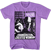 Hammer House Of Horror- Frankenstein Created Woman on a heather purple ringspun cotton shirt