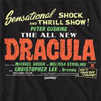 Hammer House Of Horror- Dracula, Sensational Shock And Thrill Show on a black ringspun cotton shirt