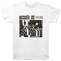 Husker Du- Land Speed Record (Black Print) on a white ringspun cotton shirt