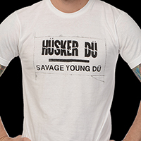 Husker Du- Savage Young Du on a white ringspun cotton shirt