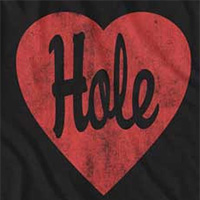 Hole- Heart on a black ringspun cotton shirt