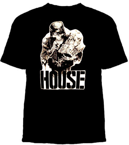 House- Skeleton on a black YOUTH sized shirt