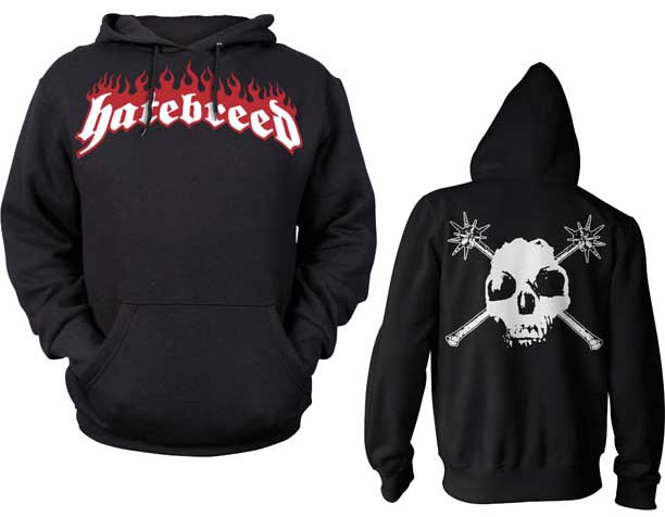 Hatebreed- Logo on front, Skull on back on a black hooded sweatshirt