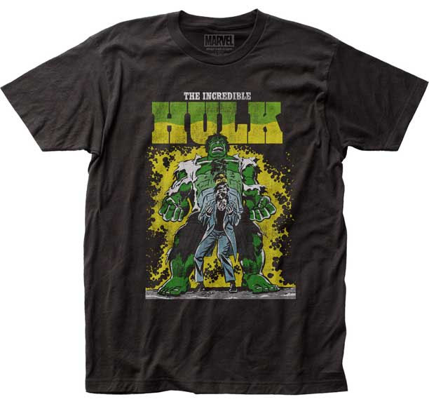 Marvel Comics- Incredible Hulk Transforming on a black ringspun cotton shirt