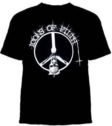 Icons Of Filth- Crucifix on a black YOUTH sized shirt