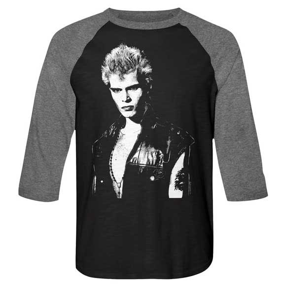 Billy Idol- Billy on a black/grey 3/4 sleeve raglan shirt