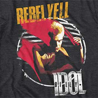 Billy Idol- Rebel Yell on a black heather ringspun cotton shirt