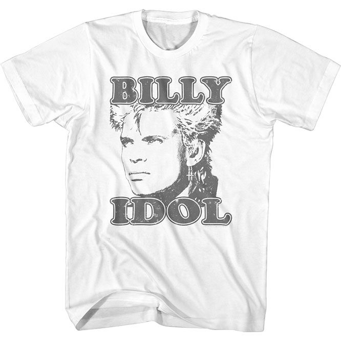 Billy Idol- Face on a white ringspun cotton shirt