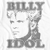 Billy Idol- Face on a white ringspun cotton shirt