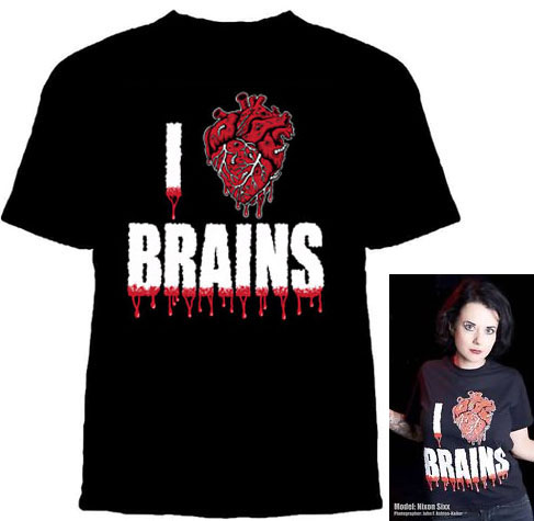 I Love Brains on a black YOUTH sized shirt