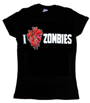 I Love Zombies on a black girls fitted shirt (Sale price!)