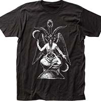 Baphomet on a black ringspun cotton shirt