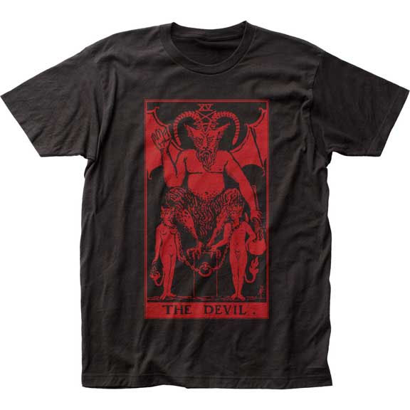 Devil Tarot Card on a black ringspun cotton shirt