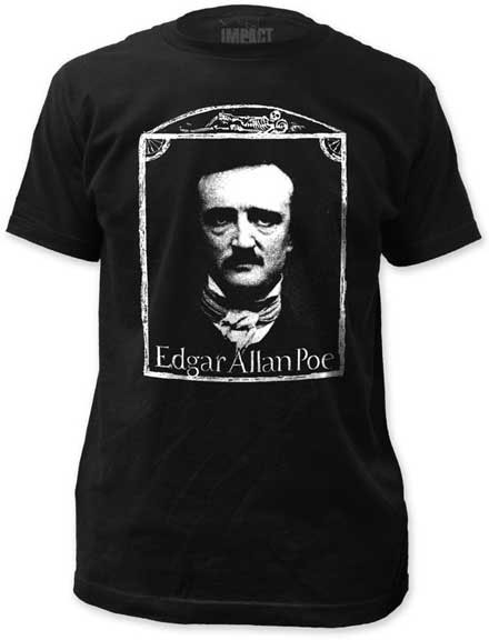 Edgar Allan Poe- Face on a black ringspun cotton shirt