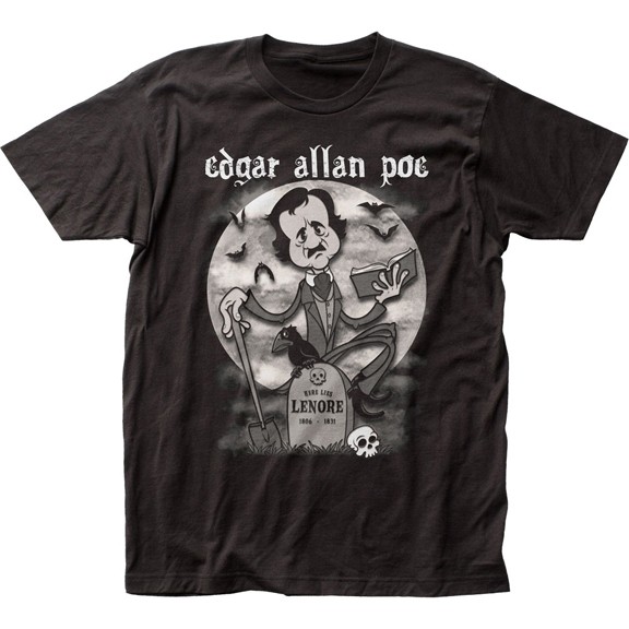 Edgar Allan Poe- Rubberhose Art on a black ringspun cotton shirt