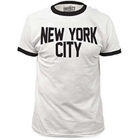New York City on a white/black ringspun cotton ringer shirt (John Lennon)
