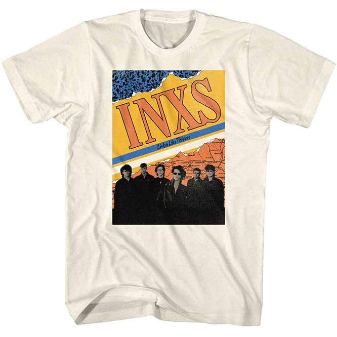 Maglietta Ufficiale INXS Listen Like Thieves Tour - T-Shirt Unisex In Cotone, Colore Nero, Nuova