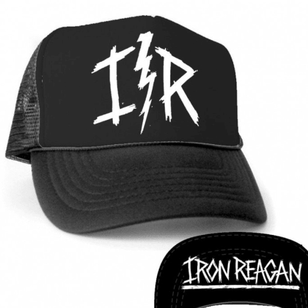 Iron Reagan- I/R on front, Logo under brim on a black trucker hat