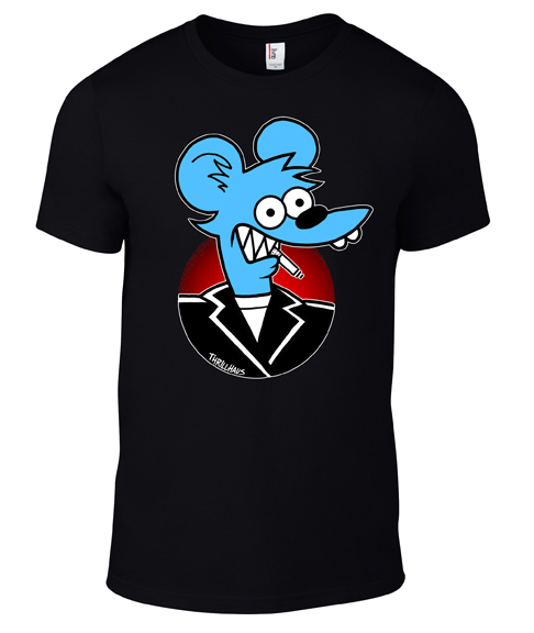 Itchy Weasel on a black guys shirt by Thrillhaus 