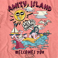 Jaws- Amity Island Welcomes You on a coral heather ringspun cotton shirt