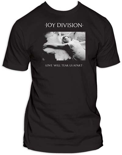 Joy Division- Love Will Tear Us Apart Cover on a black shirt