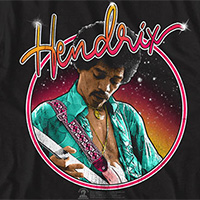Jimi Hendrix- Neon Circle Pic on a black ringspun cotton shirt