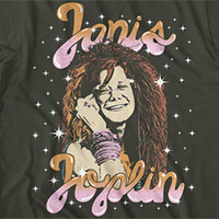 Janis Joplin- Sparkles Pic on a charcoal ringspun cotton shirt
